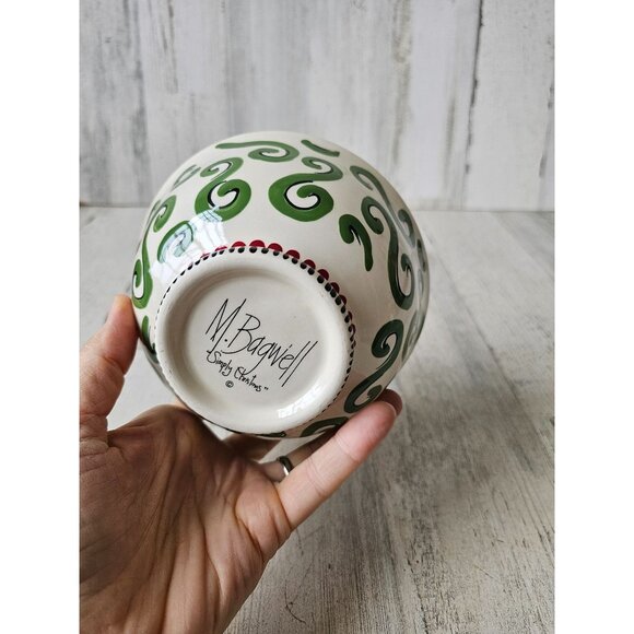 Vintage bagwell simply Xmas bowl green swirl Xmas cereal soup rare retired - Picture 4 of 7